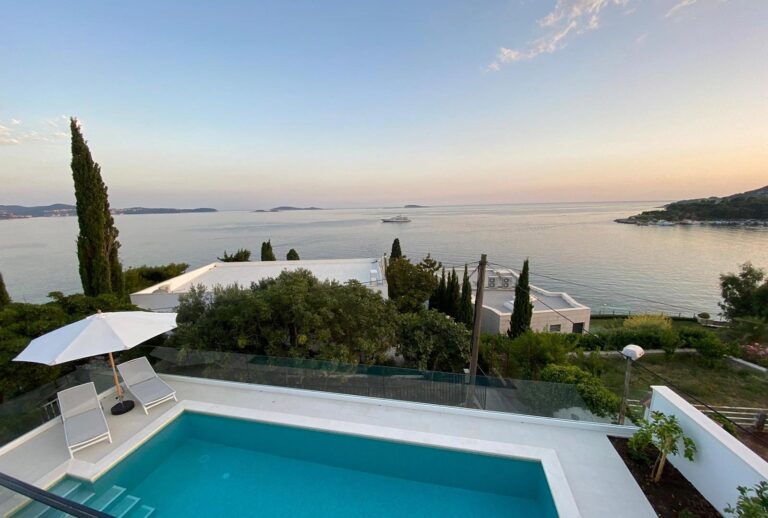 Balcony view across Mlini Bay from the villa