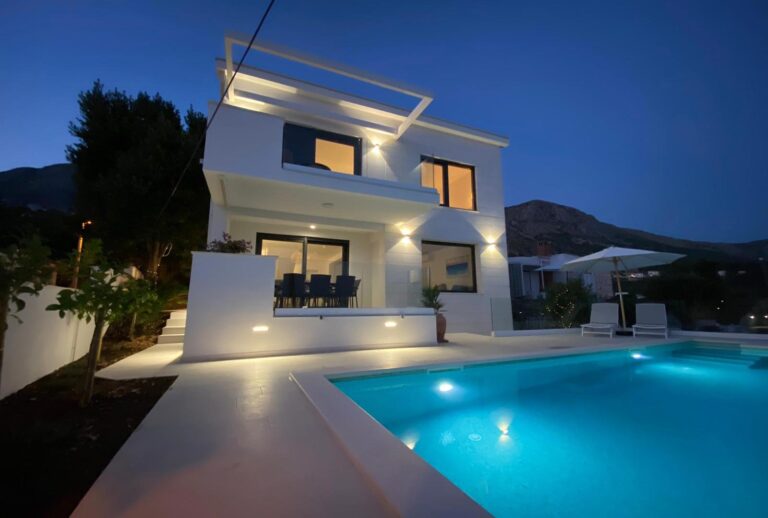 Croatia villa at night